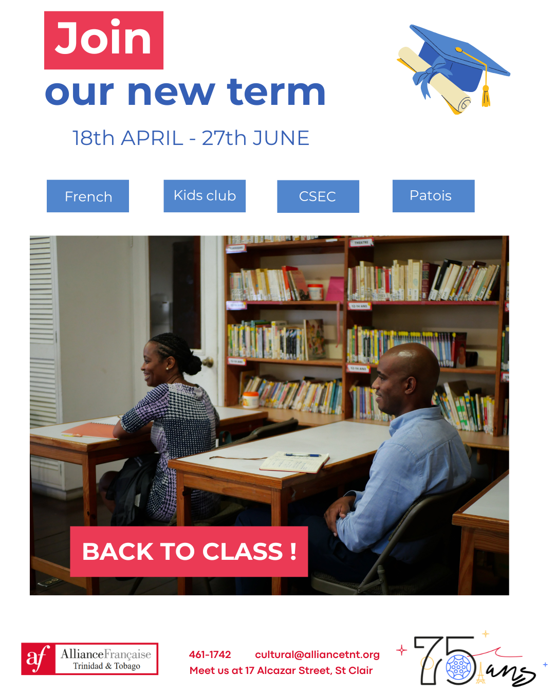 Back to School ! schedule t1 french classes alliance francaise trinidad and tobago