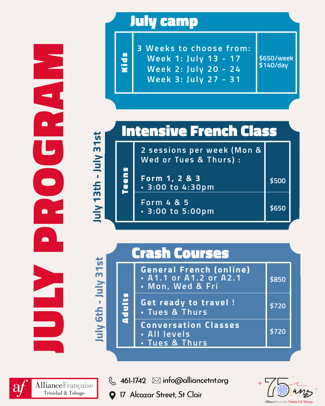 July program-4 (1) schedule t1 french classes alliance francaise trinidad and tobago