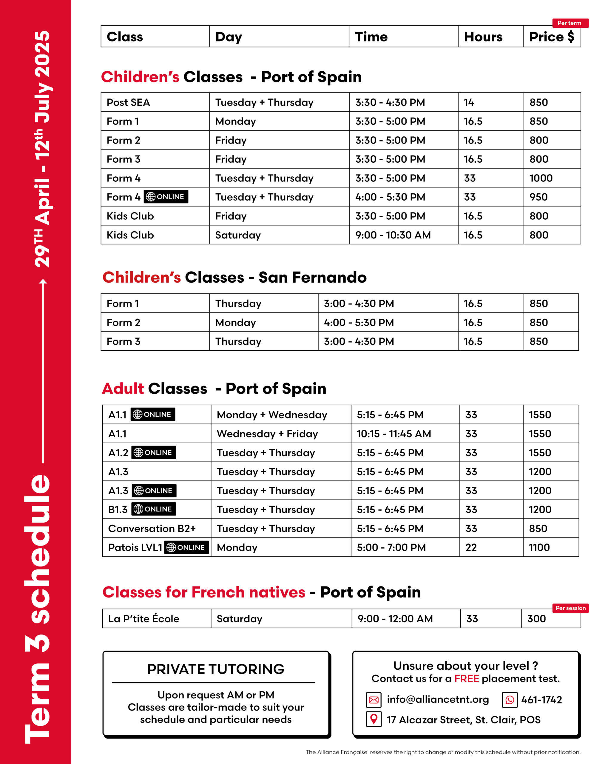 Schedule t3